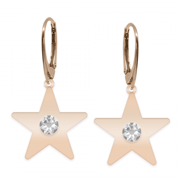 Little Star - Cercei personalizati steluta cu leverback din argint 925 placat cu aur roz