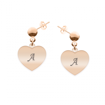 Lolita - Cercei personalizati inimioara cu tija din argint 925 placat cu aur roz