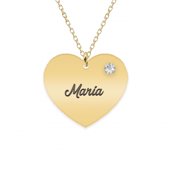 Lolita - Colier inima argint 925 placat cu aur galben 24K si cristal - personalizat cu nume