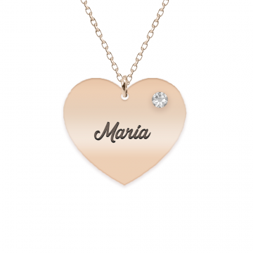 Lolita - Colier inima argint 925 placat cu aur roz si cristal - personalizat cu nume