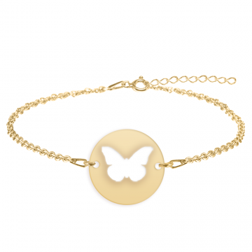Lolo - Bratara argint 925 personalizata cu fluturas decupat din argint 925 placat cu aur galben 24K