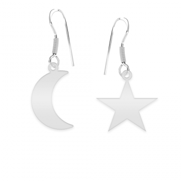 Luna - Cercei personalizati semiluna si stea cu tortita deschisa din argint 925