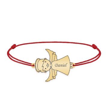 Malaikat - Bratara personalizata snur baietel ingeras din argint 925 placat cu aur galben 24K