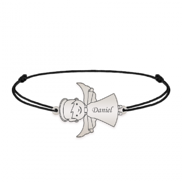 Malaikat - Bratara personalizata snur baietel ingeras din argint 925