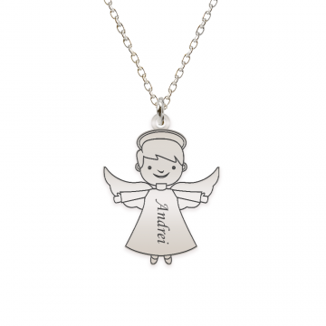 Malaikat - Colier personalizat baietel ingeras din argint 925