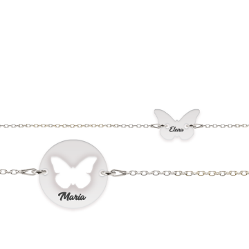 Mariposa - Set bratari personalizat banut si fluturas cu nume din argint 925