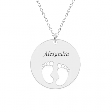 My kid - Colier personalizat banut cu nume si talpite din argint 925