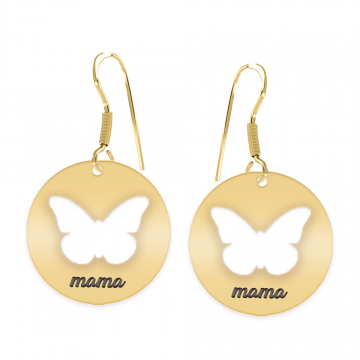 Papilio - Cercei personalizati banut cu fluturas decupat din argint 925 placat cu aur galben 24K