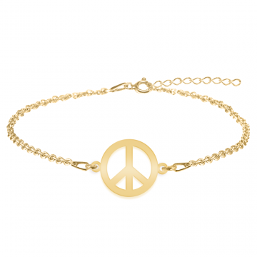 Peace - Bratara personalizata semnul pacii din argint 925 placat cu aur galben 24K