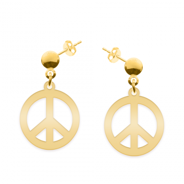 Peace - Cercei personalizati semnul pacii cu tija din argint 925 placat cu aur galben 24K