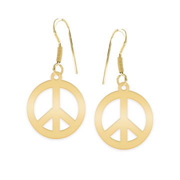 Peace - Cercei personalizati semnul pacii cu tortita deschisa din argint 925 placat cu aur galben 24K
