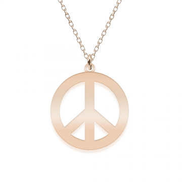 Peace - Colier personalizat semnul pacii din argint 925 placat cu aur roz