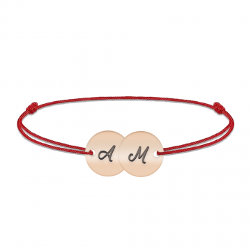 Penny - Bratara personalizata snur doi banuti din argint 925 placat cu aur roz