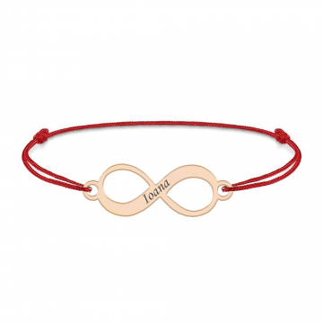 Saray - Bratara personalizata cu snur si infinit din argint placat cu aur roz