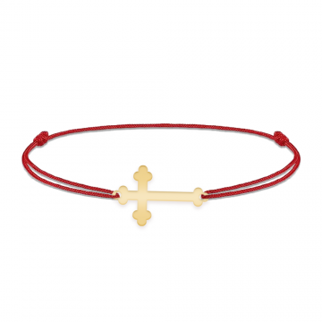 Stavros - Bratara personalizata snur si cruce din argint 925 placat cu aur galben 24K