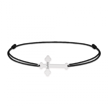 Stavros - Bratara personalizata snur si cruce din argint 925