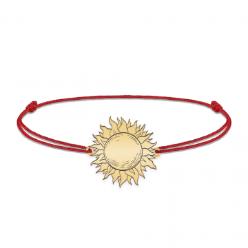 Sun- Bratara personalizata snur cu soare din argint 925 placat cu aur galben 24K