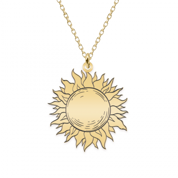 Sun - Colier personalizat soare din argint 925 placat cu aur galben 24K