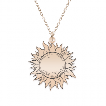 Sun - Colier personalizat soare din argint 925 placat cu aur roz