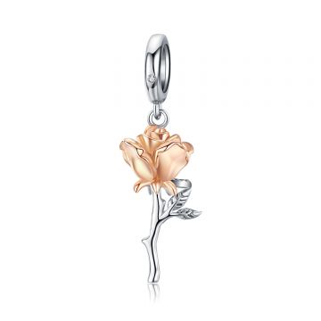 Talisman din argint cu Trandafir Rose Gold