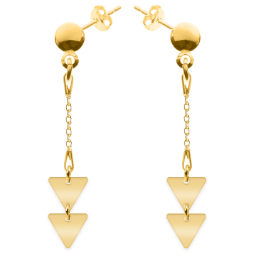 Triangle - Cercei personalizati doua triunghiuri cu tija din argint 925 placat cu aur galben 24K