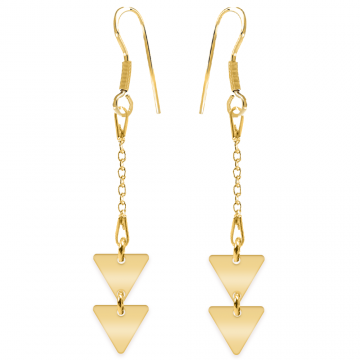 Triangle - Cercei personalizati doua triunghiuri cu tortita deschisa din argint 925 placat cu aur galben 24K