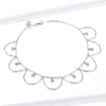 Bratara de glezna din argint Stars Chain