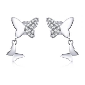Cercei din argint Chain Butterflies