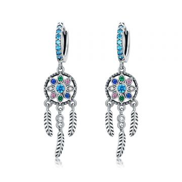 Cercei din argint Colourful Dream Catcher