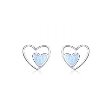 Cercei din argint Contour Heart