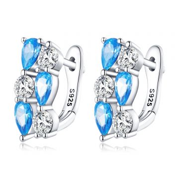 Cercei din argint Double Studded Blue