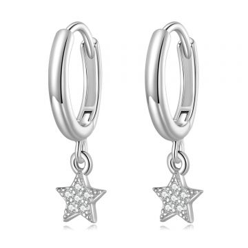 Cercei din argint Dropped Star Hoops