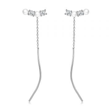 Cercei din argint Glam Droplet Pearls