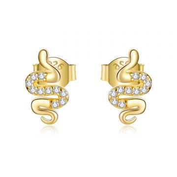 Cercei din argint Golden Crystal Snake