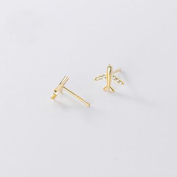 Cercei din argint Golden Lovely Aeroplane