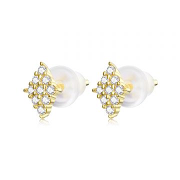 Cercei din argint Golden Studded Rhombe