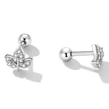 Cercei din argint Maple Studded Leves