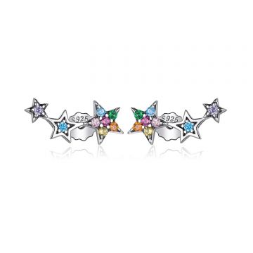 Cercei din argint Multicolored Stars
