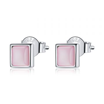 Cercei din argint Pink Squares