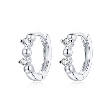 Cercei din argint Rounds & Crystals Hoops