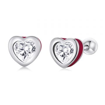 Cercei din argint Small Crystal Hearts