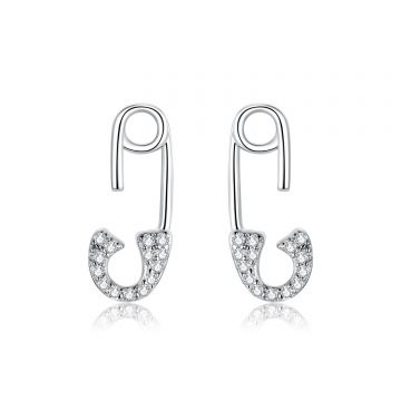 Cercei din argint Sparkling Safety Pin