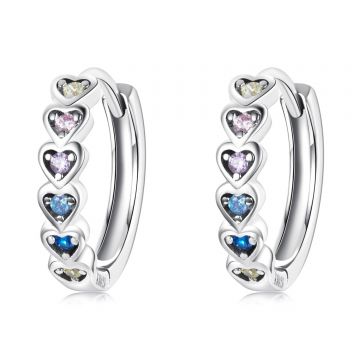 Cercei din argint Stacked Hearts