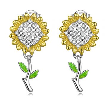 Cercei din argint Studded Sunflowers