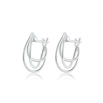 Cercei din argint Trio Lines Hoops