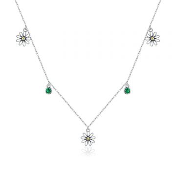 Colier din argint Green Daisy Crystals