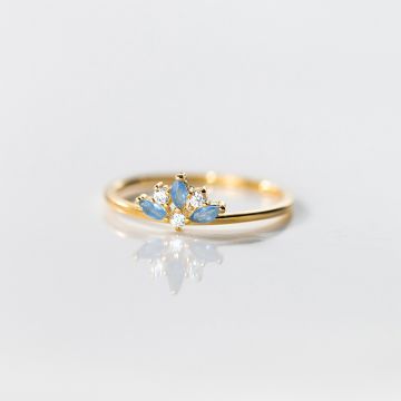 Inel din argint Golden Studded Crown