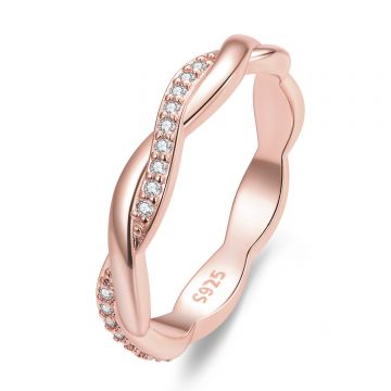 Inel din argint Rose Gold Twisted Rope