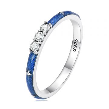 Inel din argint Triple Crystal Blue