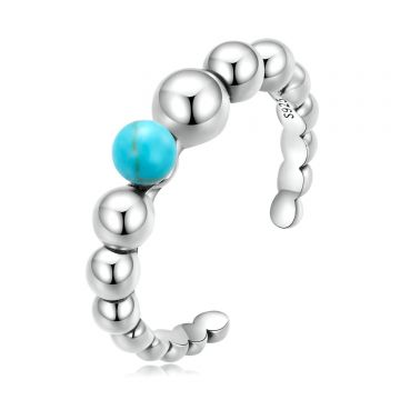 Inel reglabil din argint Beaded Turquoise